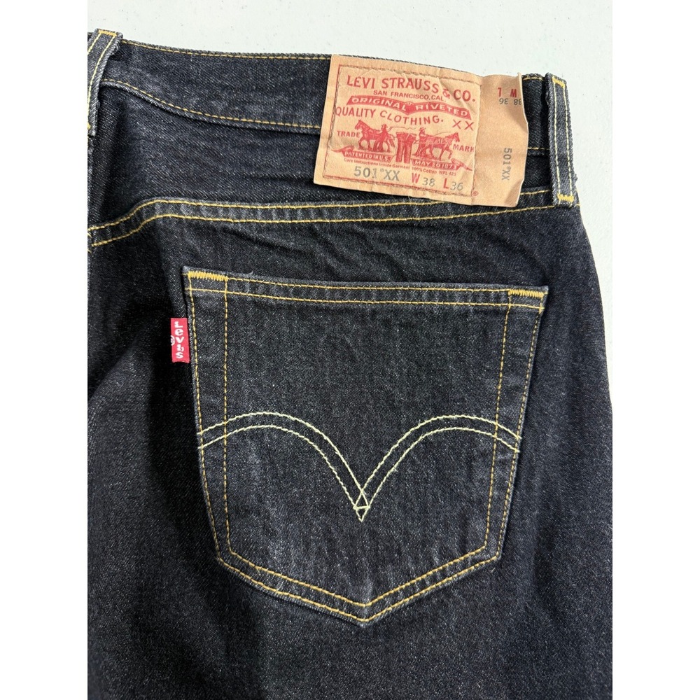 Levi's 501 Original Straight Fit Dark Wash Denim Jeans Men's Size 38x36 - Picture 12 of 13